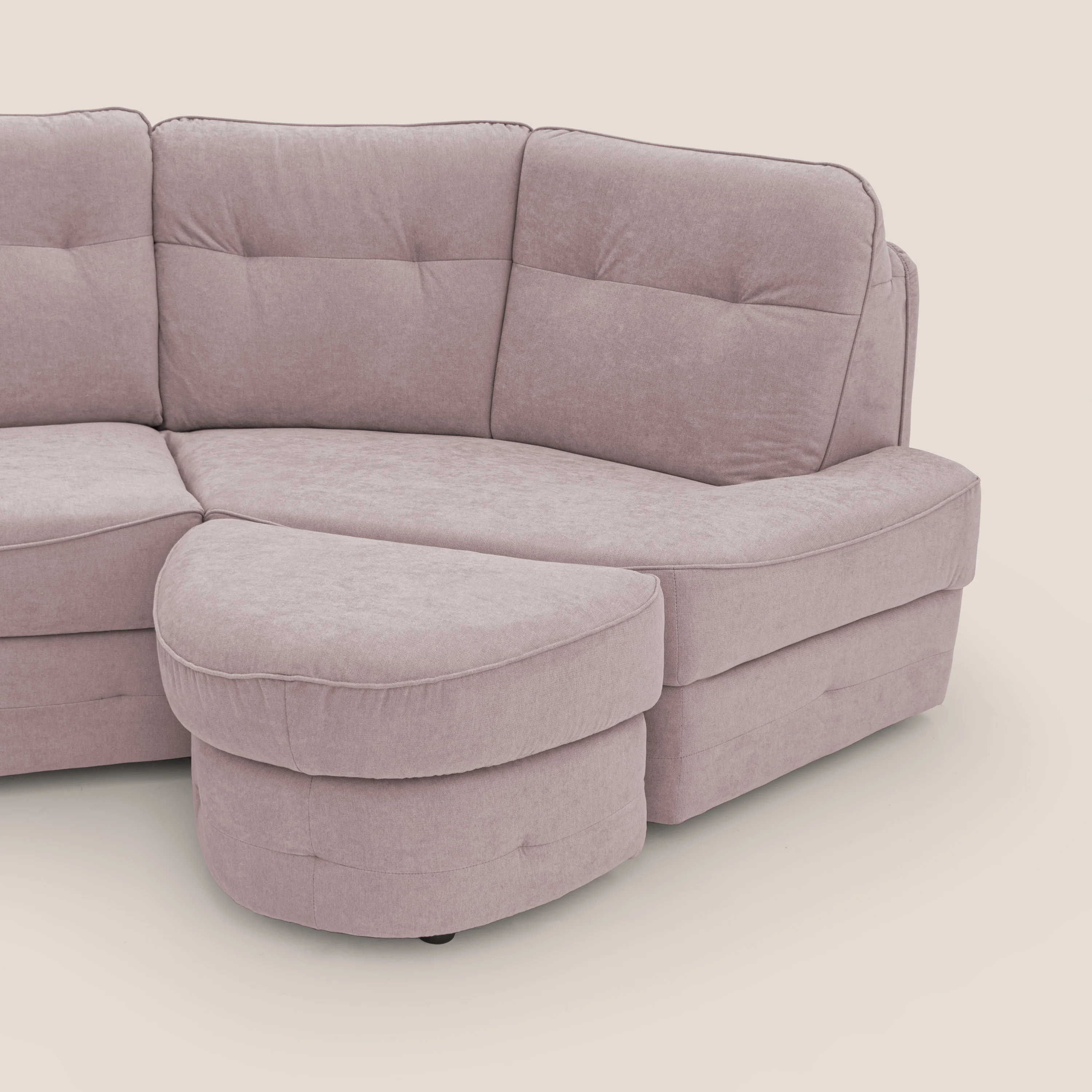 Zeus Canapé d'angle convertible avec matelas H18 cm pouf mobile en tissu imperméable T02 rose - Image 9