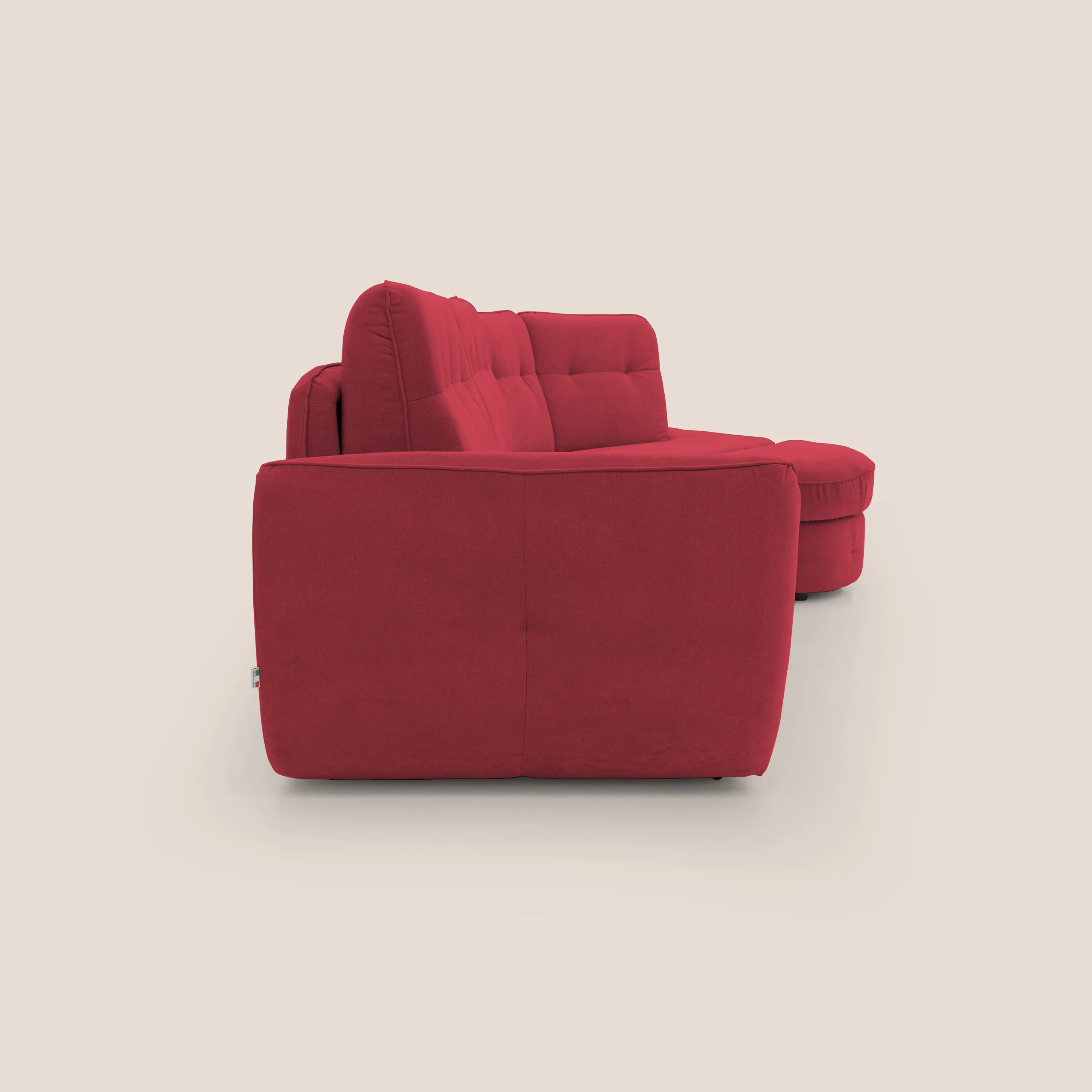 Zeus Canapé d'angle convertible avec matelas H18 cm pouf mobile en tissu imperméable T02 rouge - Image 13