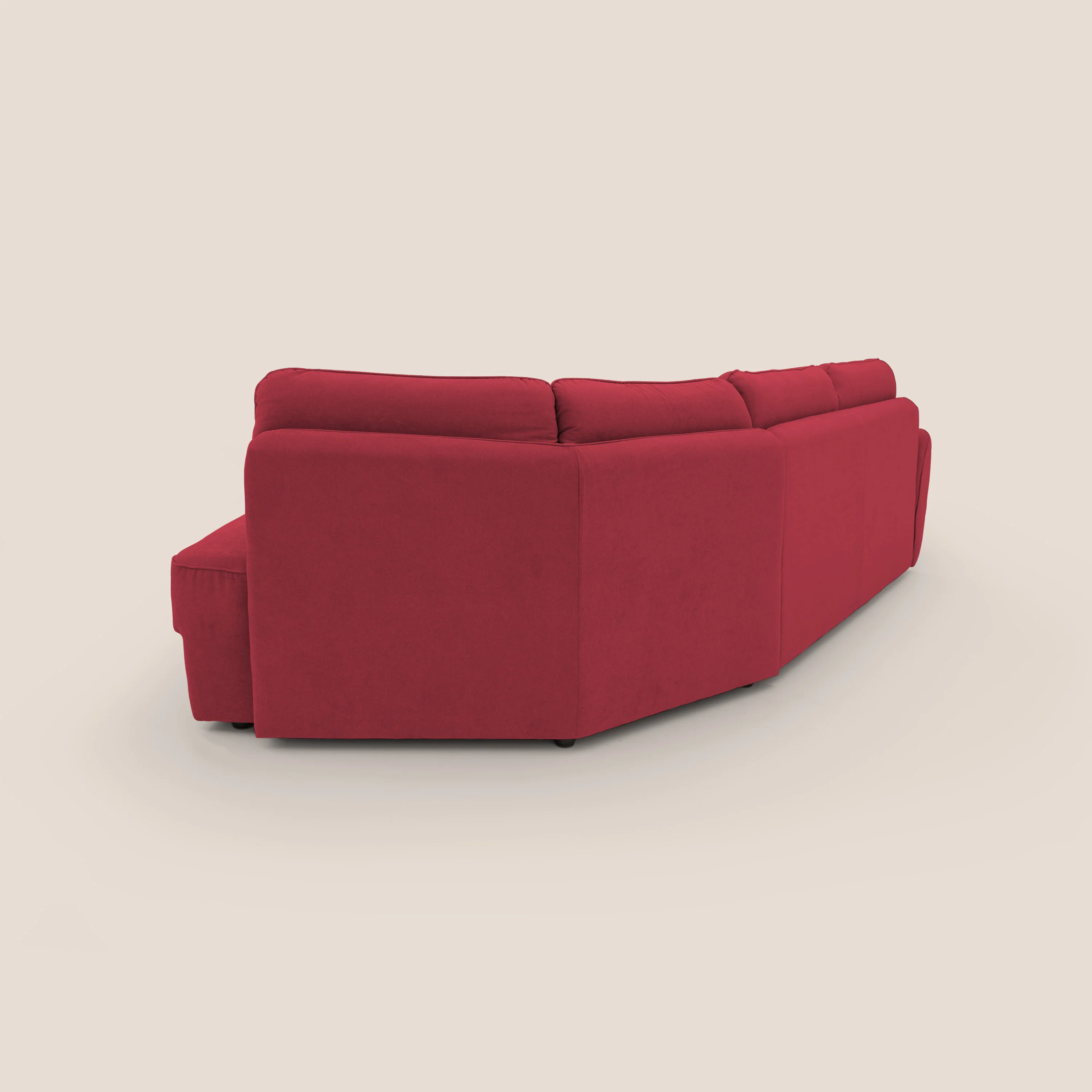Zeus Canapé d'angle convertible avec matelas H18 cm pouf mobile en tissu imperméable T02 rouge - Image 14