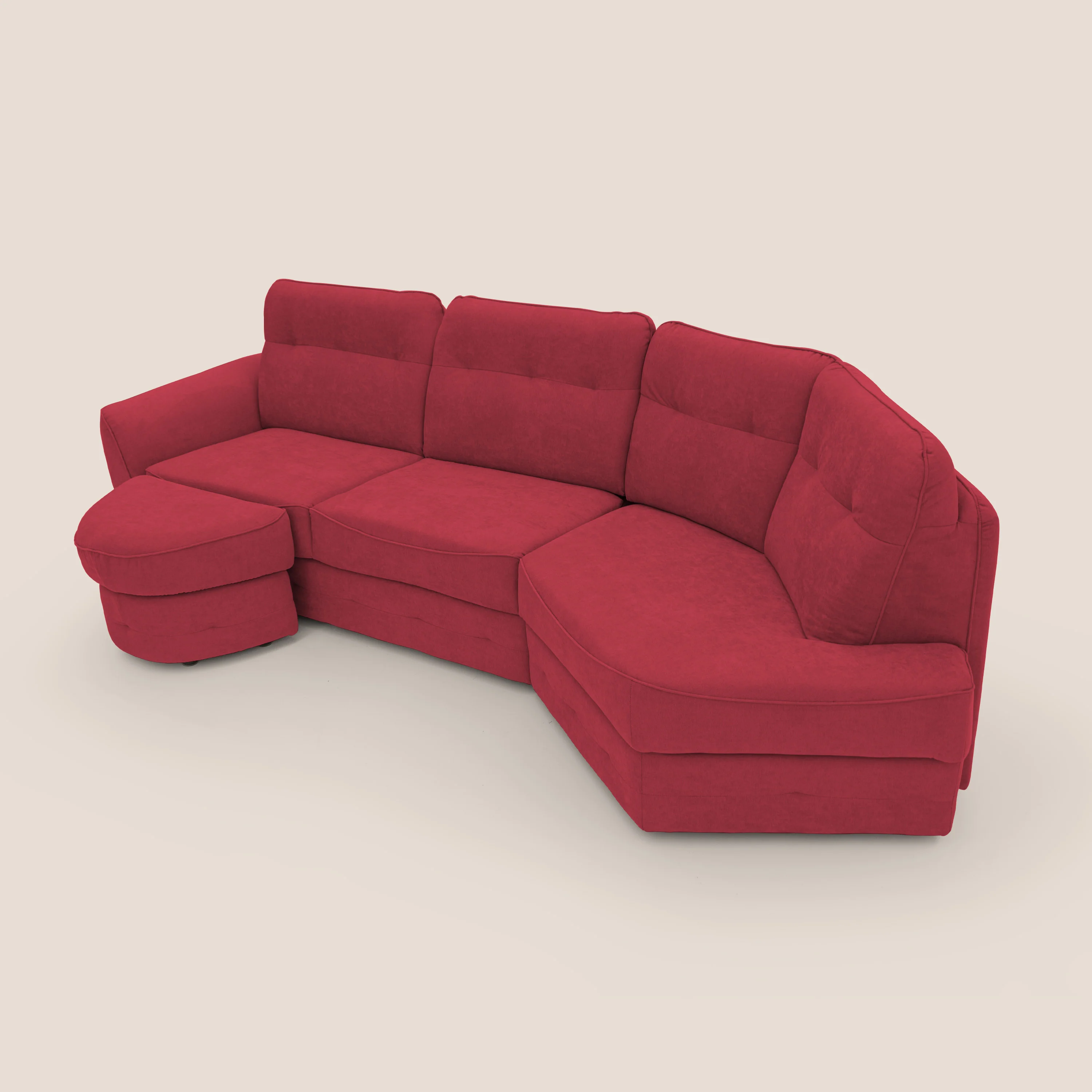 Zeus Canapé d'angle convertible avec matelas H18 cm pouf mobile en tissu imperméable T02 rouge - Image 7