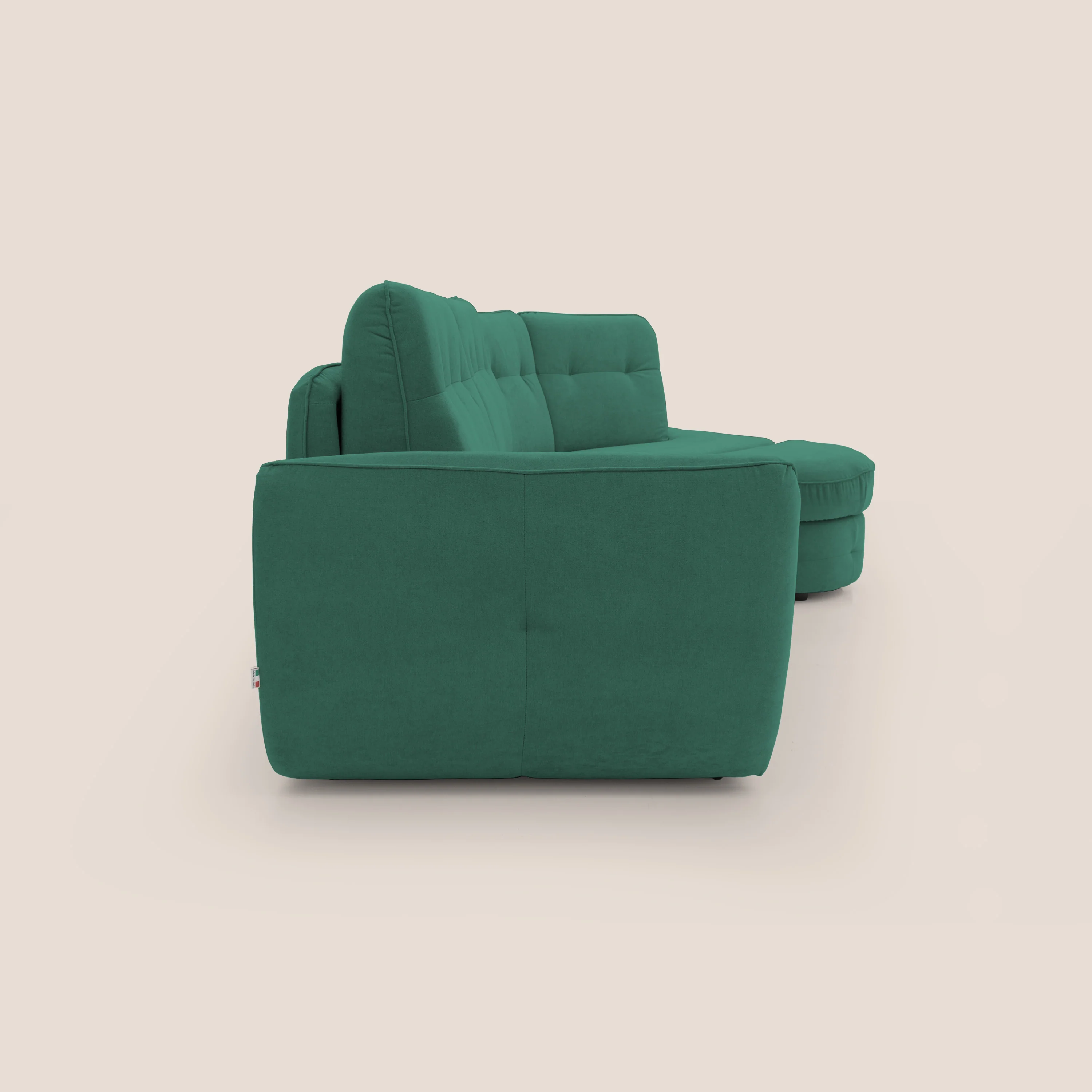 Zeus Canapé d'angle convertible avec matelas H18 cm pouf mobile en tissu imperméable T02 vert - Image 13