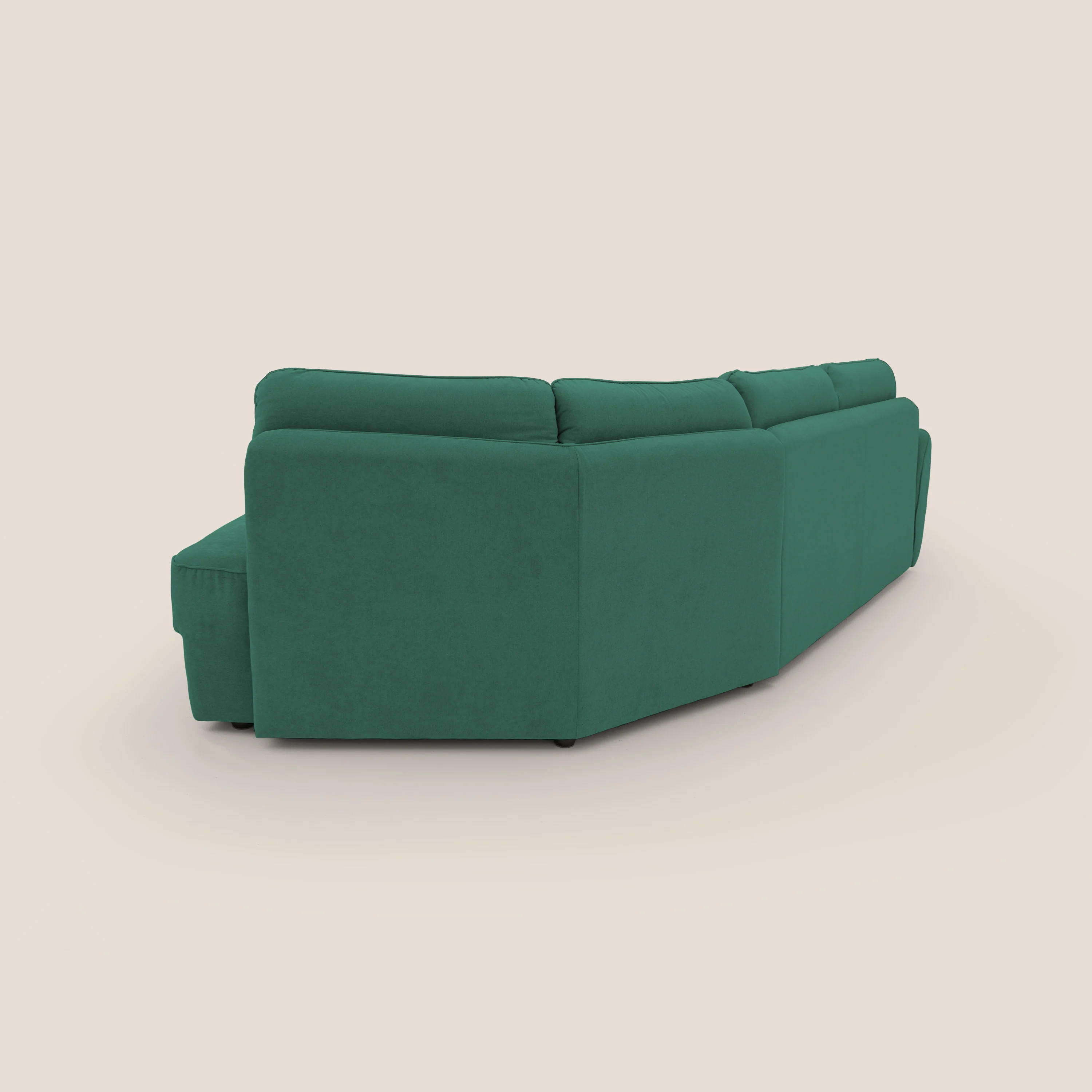Zeus Canapé d'angle convertible avec matelas H18 cm pouf mobile en tissu imperméable T02 vert - Image 14