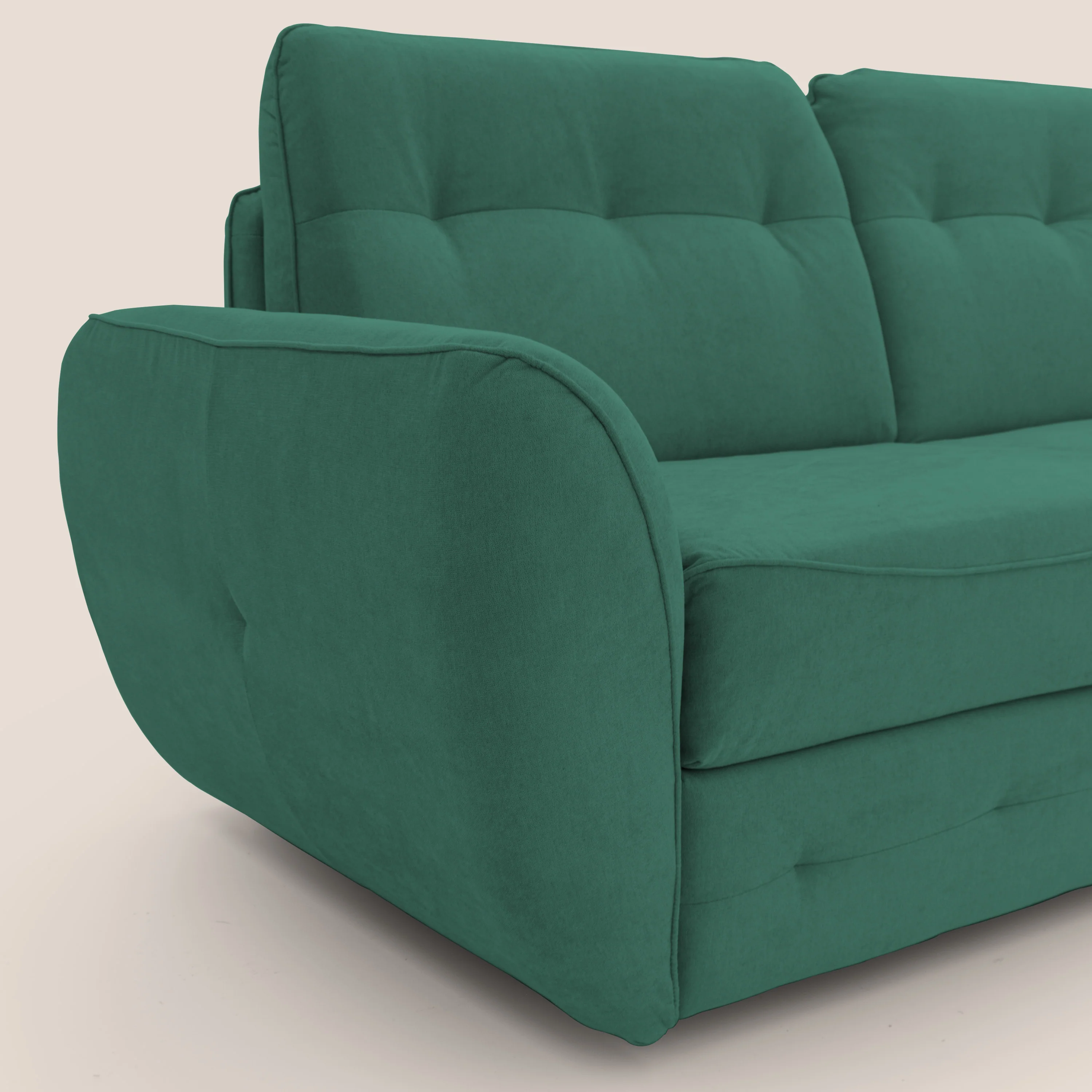 Zeus Canapé d'angle convertible avec matelas H18 cm pouf mobile en tissu imperméable T02 vert - Image 6