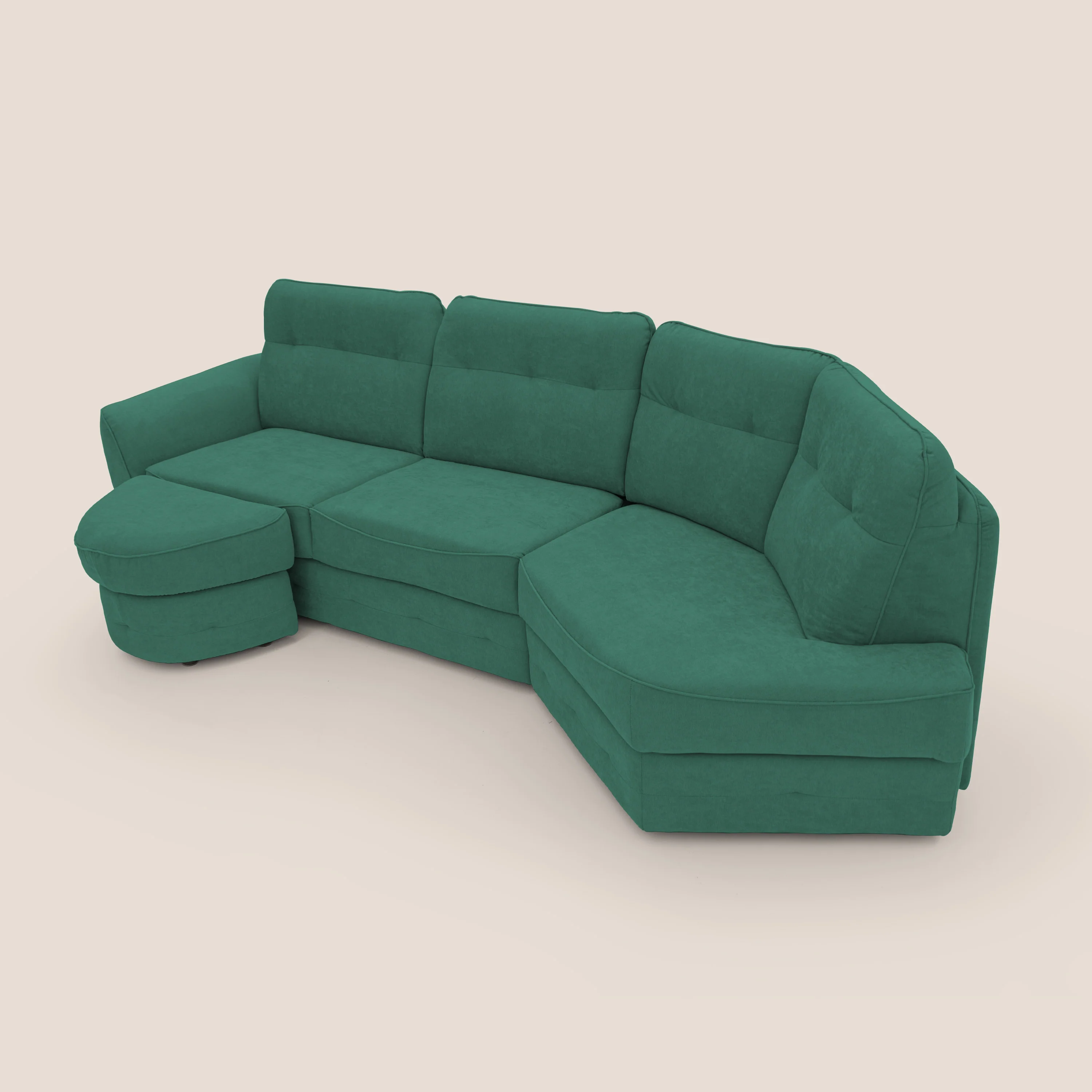 Zeus Canapé d'angle convertible avec matelas H18 cm pouf mobile en tissu imperméable T02 vert - Image 7