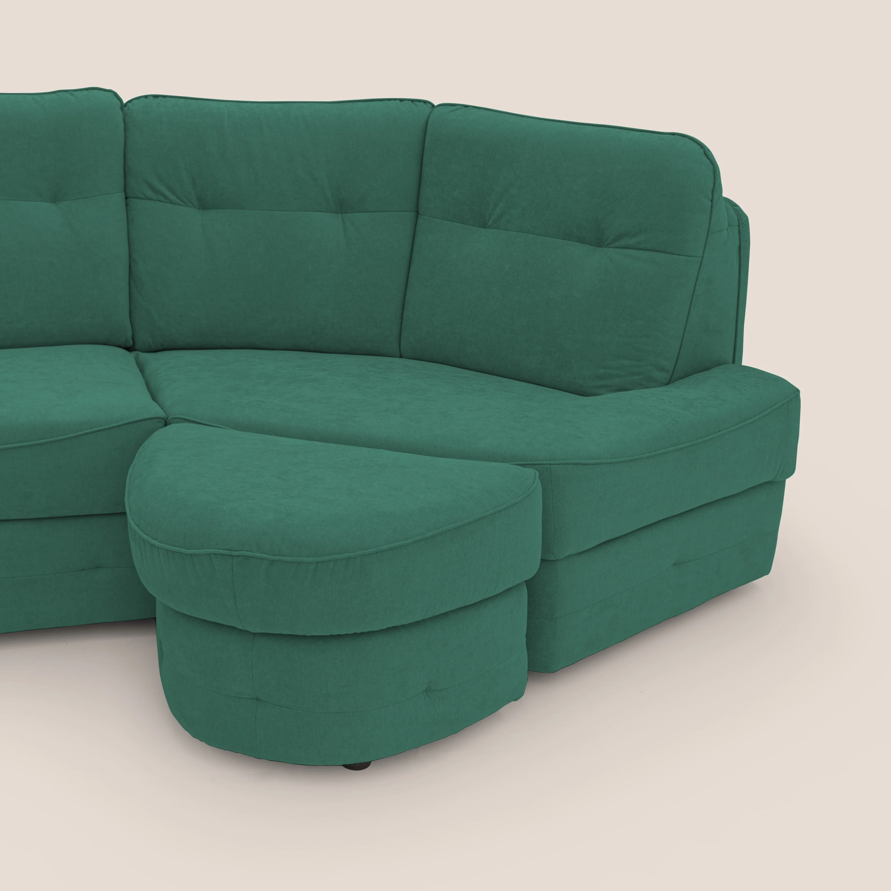 Zeus Canapé d'angle convertible avec matelas H18 cm pouf mobile en tissu imperméable T02 vert - Image 9